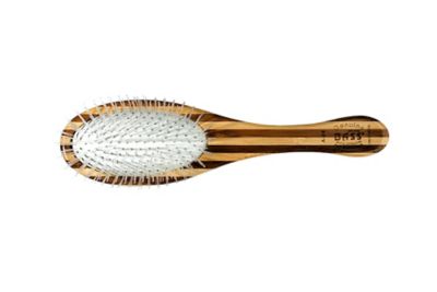 Image showing  Ultra-Flex Style & Detangle Pet Brush, Ultra-Flex Nylon Bristle, Pure Bamboo Handle, Full Oval, Striped Finish, A24 - SB