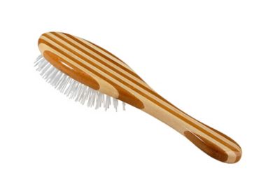 Image showing  Ultra-Flex Style & Detangle Pet Brush, Ultra-Flex Nylon Bristle, Pure Bamboo Handle, Full Oval, Striped Finish, A24 - SB
