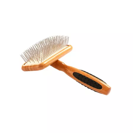 Bass The Rake Style & Detangle Pet Brush 100% Premium Alloy Spindle Pure Bamboo Handle Smooth Style Oak Wood Finish A28 - DB Pet Brushes & Combs