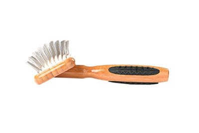 Image showing  The Rake Style & Detangle Pet Brush, 100% Premium Alloy Pin, Pure Bamboo Handle, Slicker Style, Oak Wood Finish, A28 - DB