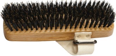 Bass Shine & Condition 100% Premium Natural Bristle Horse Brush with Bamboo Handle, Palm Style, Oak Wood Finish