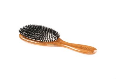Bass Shine & Condition 100% Natural Bristle/Nylon Pin Pet Grooming Brush with Pure Bamboo Handle, Medium Oval