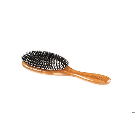 Bass Shine & Condition 100% Natural Bristle/Nylon Pin Pet Grooming Brush with Pure Bamboo Handle, Medium Oval