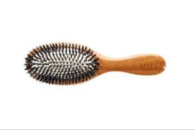 Image showing  Shine & Condition 100% Natural Bristle/Nylon Pin Pet Grooming Brush with Pure Bamboo Handle, Medium Oval