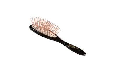 Bass Style & Detangle Pet Brush, 100% Premium Alloy Pin, High Polish Acrylic Handle, Small, Oval, Black Finish, 57 - JTL