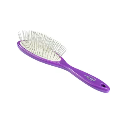 Bass Oval Pet Brush Large Style and Detangler 100% Premium Alloy Pin Highly Polished Acrylic Handle Purple Finish Pet Brushes & Combs