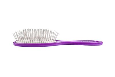 Image showing  Large Style and Detangle Oval Pet Brush, 100% Premium Alloy Pin, High Polish Acrylic Handle, Purple Finish