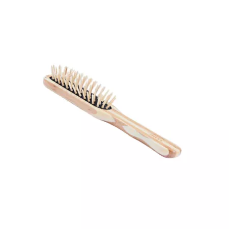 Bass The Green Brush Style & Detangle Pet Brush 100% Premium Bamboo Pin Pure Bamboo Handle Medium Striped Finish 17P Pet Brushes & Combs