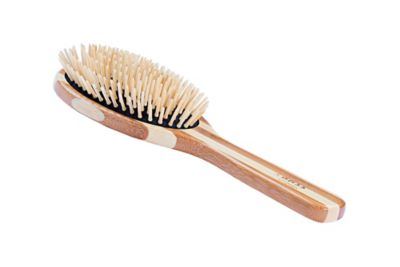 Bass The Green Brush Style & Detangle Pet Brush, 100% Premium Bamboo Pin, Pure Bamboo Handle, Large, Oval, Striped Finish, 20P