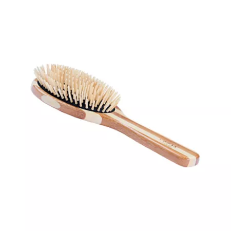 Bass The Green Brush Style & Detangle Pet Brush 100% Premium Bamboo Pin Pure Bamboo Handle Large Oval Striped Finish 20P Pet Brushes & Combs