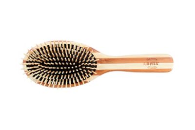 Image showing  The Green Brush Style & Detangle Pet Brush, 100% Premium Bamboo Pin, Pure Bamboo Handle, Large, Oval, Striped Finish, 20P