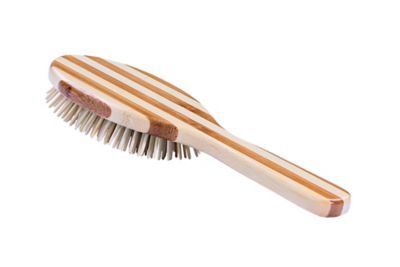 Image showing  The Green Brush Style & Detangle Pet Brush, 100% Premium Bamboo Pin, Pure Bamboo Handle, Large, Oval, Striped Finish, 20P