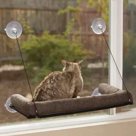 K&H Pet Products EZ Mount Kitty Sill Deluxe Window Cat Bed with Bolster Cat Window Perches & Wall Shelves