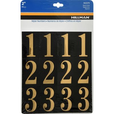 Hillman 2 Gold/ Black Packaged Numbers, 6 pc.