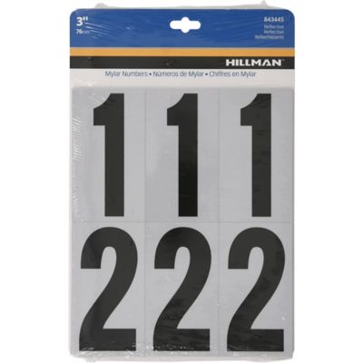 Hillman 3 in. Mylar Reflective-B/S-Packaged-Numbers