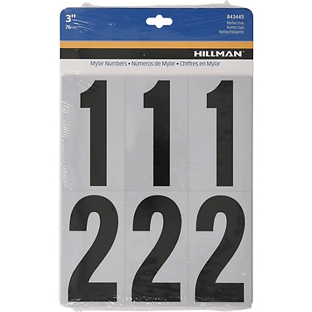 Hillman 3In Myl-Reflective-B/S-Packaged-Numbers