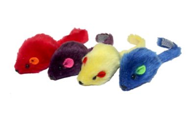 Multipet Multi-Colored Mice Cat Toy, 4 pk.