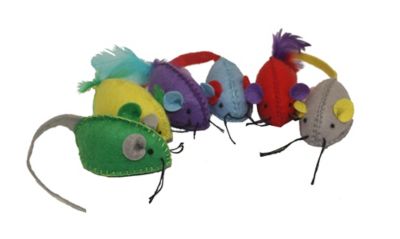 Multipet Stitch Mice Cat Toys, 6 pk.