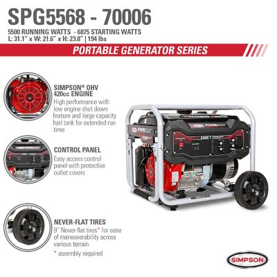 Image showing  6,800/5,500-Watt Gasoline Powered Portable Generator