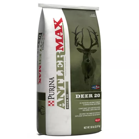 Purina AntlerMax Pelleted Deer Feed 20 with Weather Protection and Bio LG 50 lb bag Game Feed