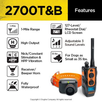 Image showing  2700T&B Long Range Rechargeable 1-Mile Range 1-Dog Training and Beeper Remote Dog Training E-Collar System