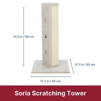 Image showing  Soria Scratching Post with Peek-a-Boo Cutouts, Hide-n-Seek Cat Toy, 32 in. Tall, Cream