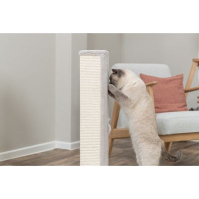 Image showing 5 th TRIXIE Soria Scratching Post with Peek-a-Boo Cutouts, Hide-n-Seek Cat Toy, 32 in. Tall, Cream