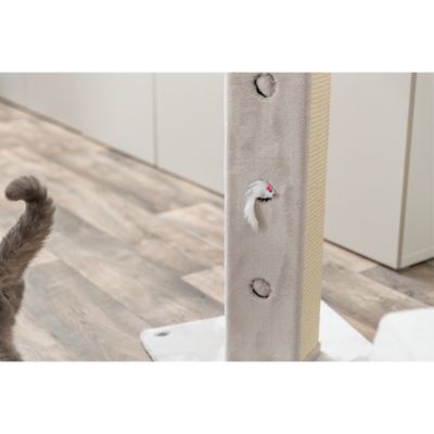 Image showing 6 th TRIXIE Soria Scratching Post with Peek-a-Boo Cutouts, Hide-n-Seek Cat Toy, 32 in. Tall, Cream