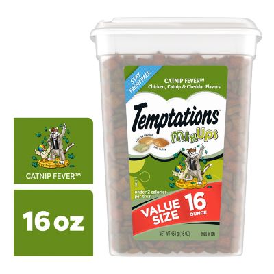 Temptations MIXUPS Crunchy and Soft Cat Treats Catnip Fever Flavor, 16 oz. Tub