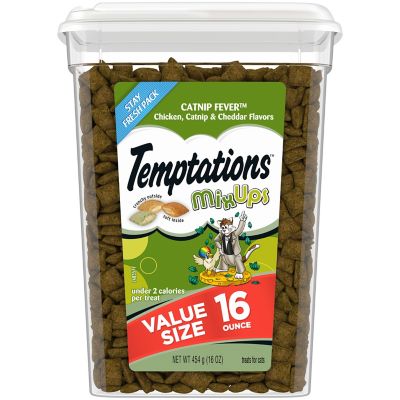 Temptations MIXUPS Crunchy and Soft Cat Treats Catnip Fever Flavor, 16 oz. Tub