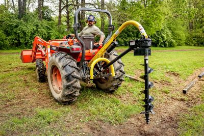 COMPACT TRACTOR POST HOLE DIGGER WITH 6" and 12" AUGER 