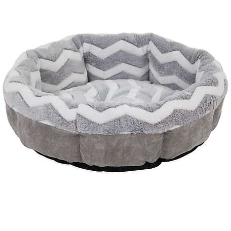 Precision Pet Products SnooZZy Zig Zag Round Shearling Pet Bed, Gray/White, 21 in.