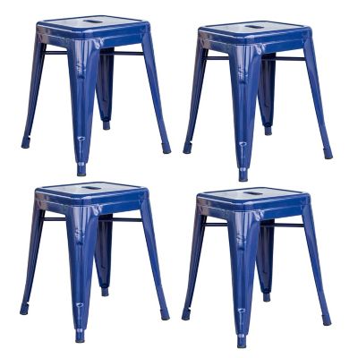 AmeriHome 18 in. Metal Bar Stools, Blue, 4 pc.