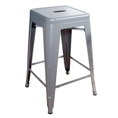 Image showing  Metal Bar Stools, 24 in., Silver, 2-Pack