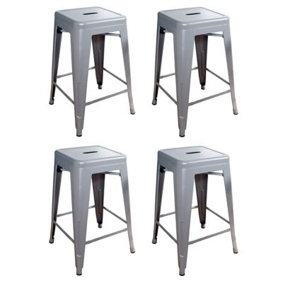 AmeriHome 24 in. Stackable Metal Bar Stools, 4 pc.