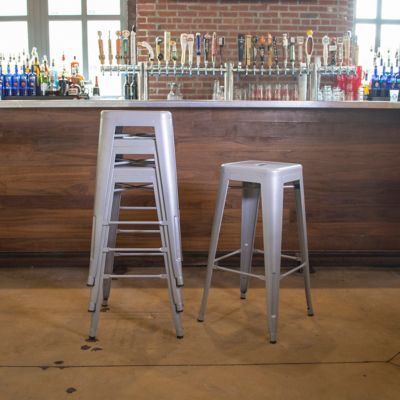 Image showing  24 in. Stackable Metal Bar Stools, 4-Pack