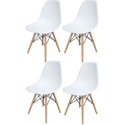 Amerihome White Wooden Leg Accent Chair 4 Piece Set