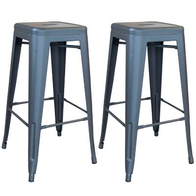 AmeriHome Outdoor Metal Bar Stools, Gray, 2 pc.