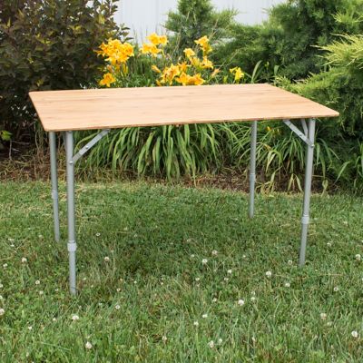 Image showing  Folding Bamboo Side Table with Bag, 40 in. x 26 in., 66 lb. Weight Capacity