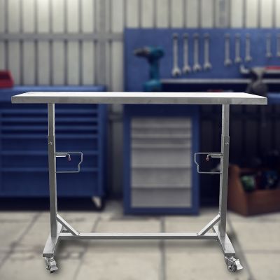 Image showing  36-44 in. Stainless Adjustable Rolling Work Table