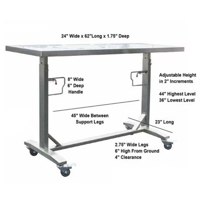 Image showing 6 th Sportsman Series 36-44 in. Stainless Adjustable Rolling Work Table