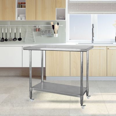 Image showing  24 in. x 36 in. x 35 in. Stainless Rolling Work Table