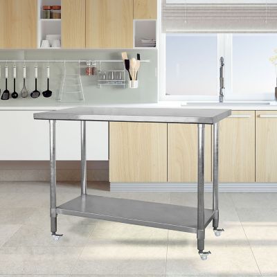 Image showing  24 in. x 60 in. Stainless Rolling Work Table