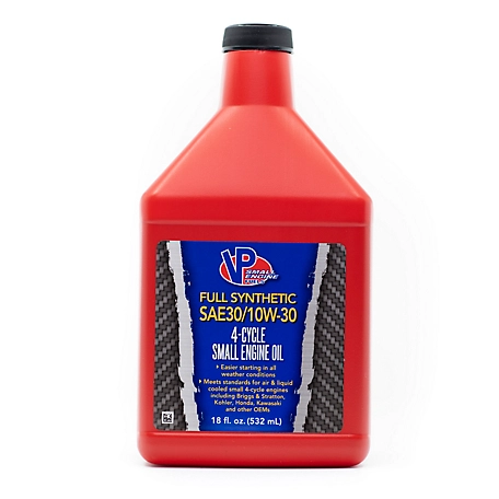 VP Small Engine Fuels Full Synthetic SAE 30 10W 30 Motor Oil, 18 oz.
