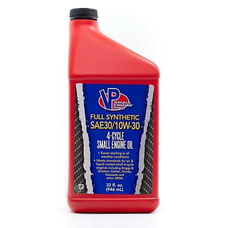 VP Small Engine Fuels Full Synthetic SAE 30 10W 30 Motor Oil, 32 oz.