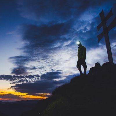 Image showing 5 th Panther Vision Unisex Adult Powercap 4-LED Ultra-Bright Hands-Free Battery-Powered Headlamp Cap, Camo/Blaze