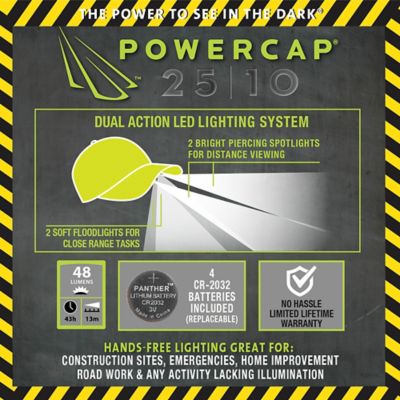 Image showing  Powercap 4-LED Hi-Vis Ultra-Bright Hands-Free Battery-Powered Headlamp Safety Hat, ANSI Rated