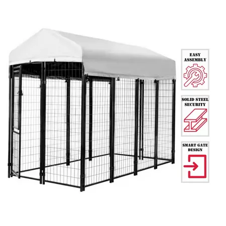 KennelMaster Welded Wire Dog Kennel 6 ft x 4 ft x 8 ft Black Dog Kennels