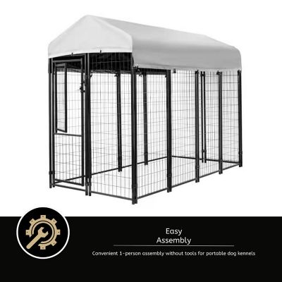 Image showing 6 th KennelMaster 6 ft. x 4 ft. x 8 ft. Welded Wire Dog Kennel, Black
