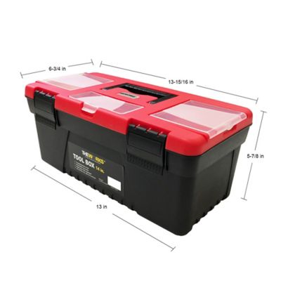 Image showing  6-3/4 in. x 13-15/16 in. x 5-7/8 in. 14 Tool Box with Lid Organizers, Red/Black, 30 lb.